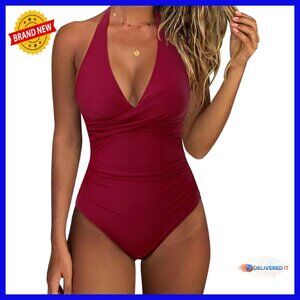Tummy Control Halter One Piece Swimsuit Push Up Monokini